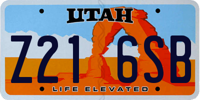 UT license plate Z216SB