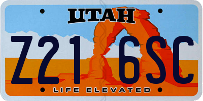 UT license plate Z216SC