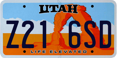 UT license plate Z216SD