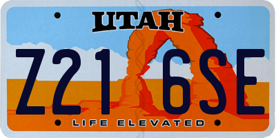 UT license plate Z216SE