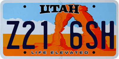 UT license plate Z216SH