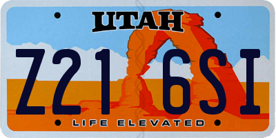 UT license plate Z216SI
