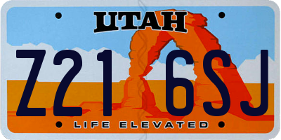 UT license plate Z216SJ