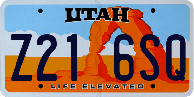 UT license plate Z216SQ