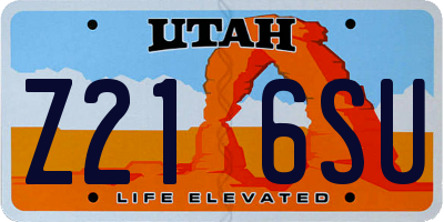 UT license plate Z216SU