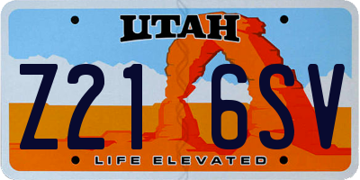 UT license plate Z216SV
