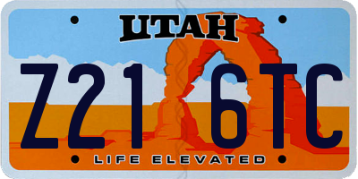 UT license plate Z216TC