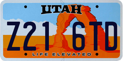UT license plate Z216TD