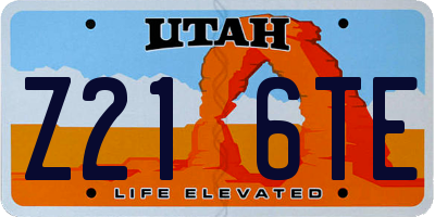 UT license plate Z216TE