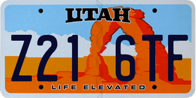 UT license plate Z216TF