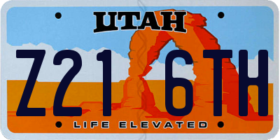 UT license plate Z216TH