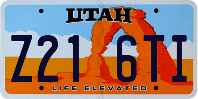 UT license plate Z216TI