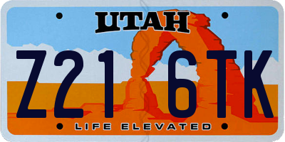 UT license plate Z216TK