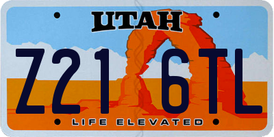 UT license plate Z216TL