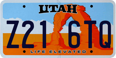 UT license plate Z216TQ