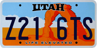UT license plate Z216TS