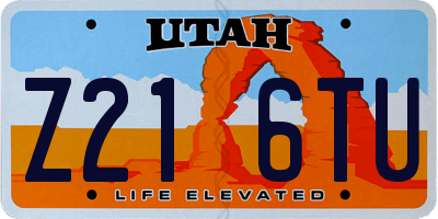 UT license plate Z216TU