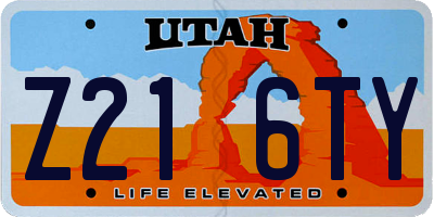 UT license plate Z216TY