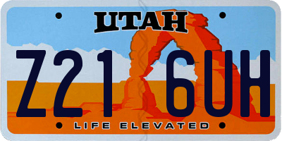 UT license plate Z216UH