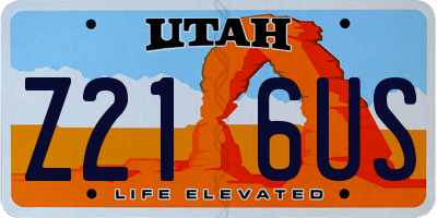 UT license plate Z216US