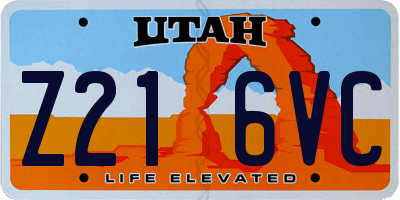 UT license plate Z216VC