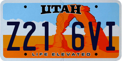 UT license plate Z216VI