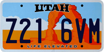 UT license plate Z216VM