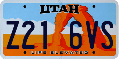 UT license plate Z216VS
