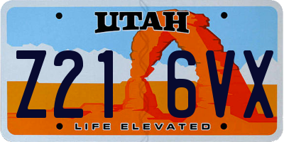 UT license plate Z216VX