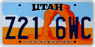 UT license plate Z216WC