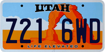 UT license plate Z216WD