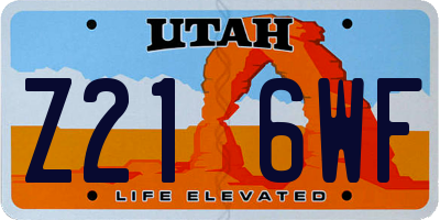 UT license plate Z216WF