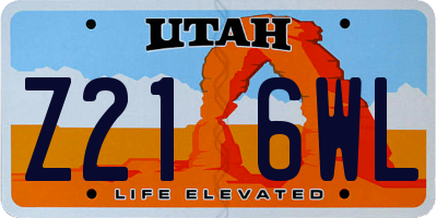 UT license plate Z216WL