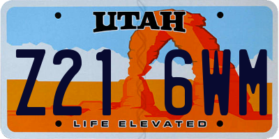 UT license plate Z216WM
