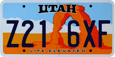UT license plate Z216XF