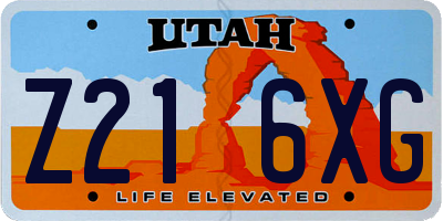 UT license plate Z216XG