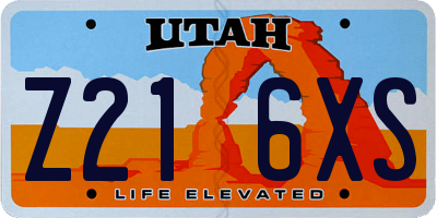UT license plate Z216XS