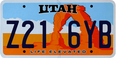 UT license plate Z216YB