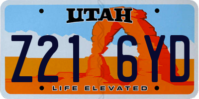 UT license plate Z216YD