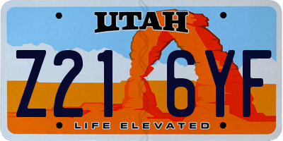 UT license plate Z216YF