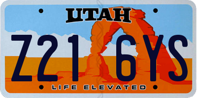 UT license plate Z216YS