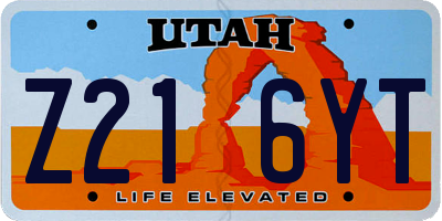 UT license plate Z216YT