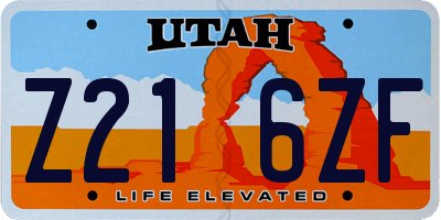 UT license plate Z216ZF