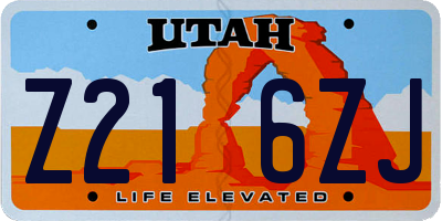 UT license plate Z216ZJ