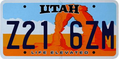 UT license plate Z216ZM