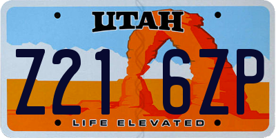 UT license plate Z216ZP