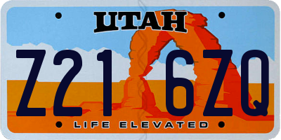 UT license plate Z216ZQ