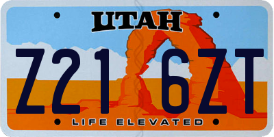 UT license plate Z216ZT