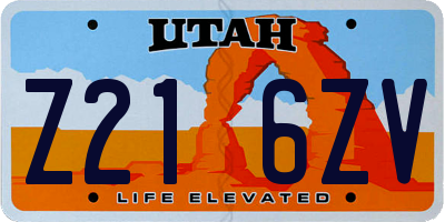 UT license plate Z216ZV