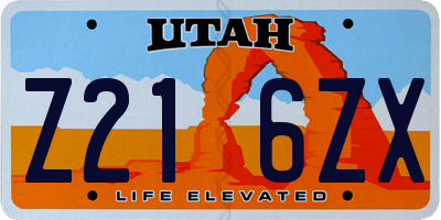 UT license plate Z216ZX